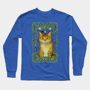 Portrait of a Cute Kitten in Vintage Tiffany Style Stained Glass Long Sleeve T-Shirt